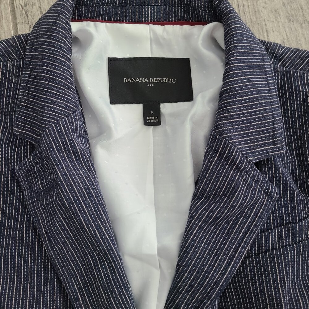 Banana Republic women's blue and white striped blazer size 6 - Picture 9 of 12